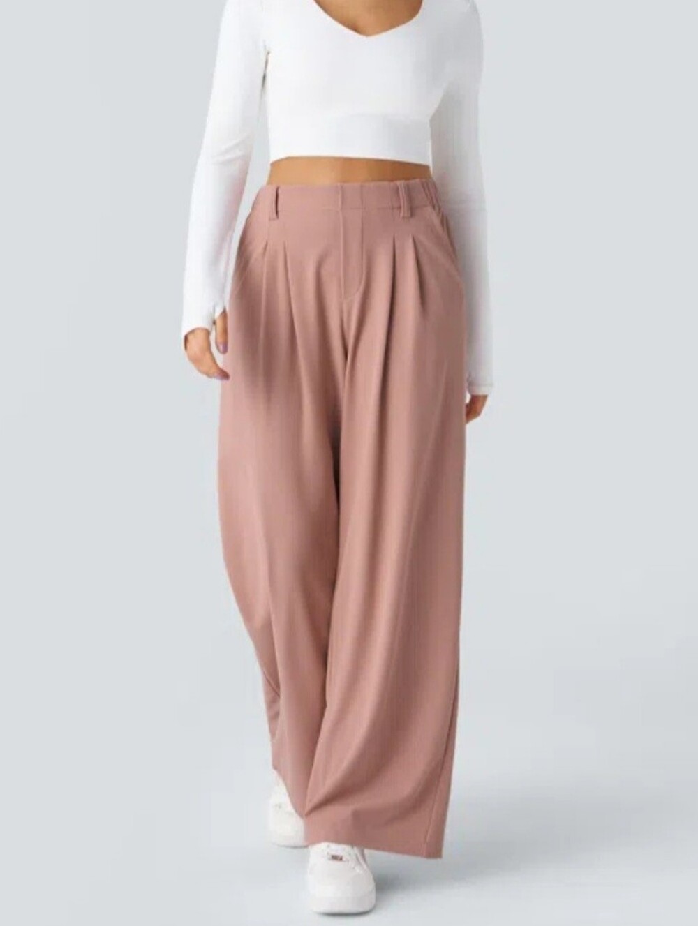 Halara Wide Leg High-Waist Pants in Dusty Rose